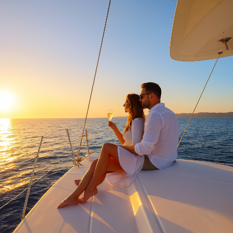 ciprus, hajó program, hajókázás, naplemente, ciprusi naplemente, naplementés hajókázás, luxus yacht, yacht bérlés, 